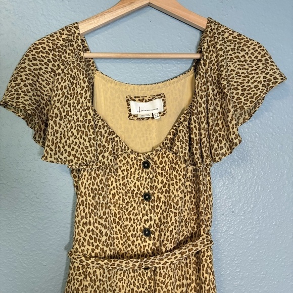 Anthropologie Bolano Leopard Print Midi Button Front Dress Size 0 Boho - Picture 5 of 14